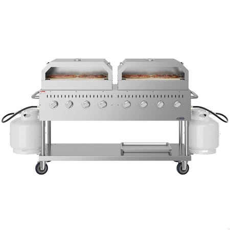 Koolmore 60 in. 8-Burner Commercial Outdoor Propane Gas Grill with Two 30 in. Pizza Ovens in Stainless-Steel CGKIT6-P30P30