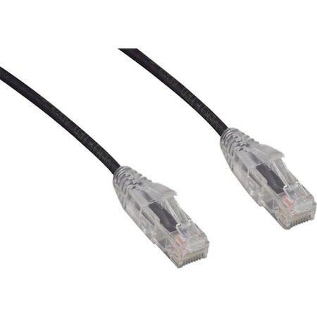 Enet CAT6 BLACK 4 FOOT SLIM 28AWG WITH CLEAR SNAGLESS MOLDED BOOT PATCH CABLE C6-BK-SCB-4-ENC