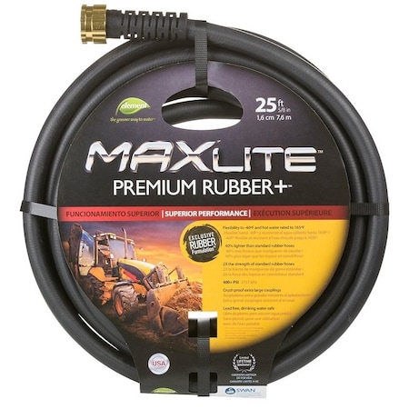 Swan 25 ft L Water Hose, Rubber Tube, Black CELSGC58025