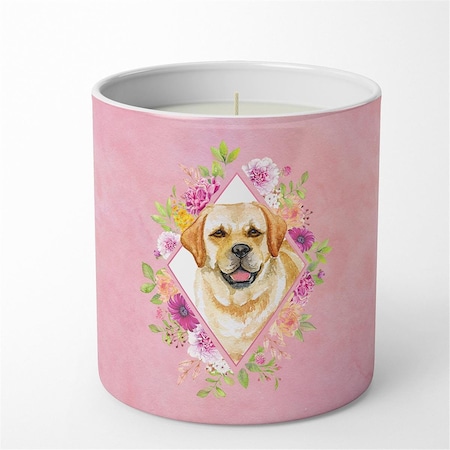 Carolines Treasures 10 oz Golden Retriever Pink Flowers Decorative Soy Candle CK4149CDL