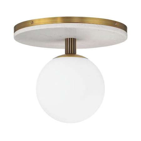 Euf Carnagie, Flush Mount, 15", Antique Brass, Opal Etched Glass 49915-013