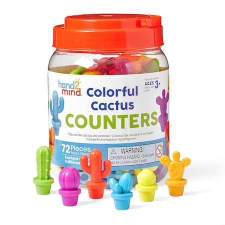 Hand2Mind Colorful Cactus Counters, 72-Piece Set 94449