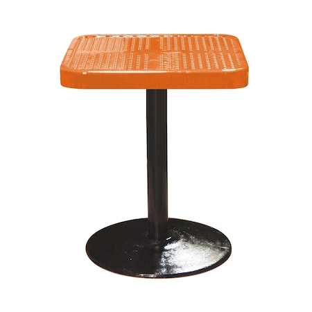 Leisure Craft 24" Square Perforated Pedestal Table, Portable, 30"H, Orange SQ24TAB30-ORANGE