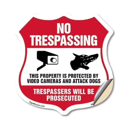 Signmission No Trespassing Shield Sign This Property, 18 Inch X 18 Inch, Vinyl Decal SHI-D-18-409