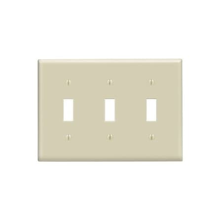 Leviton Switch Wallplate, Standard Size, Gang 3, Ivory 86011