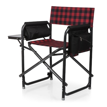 Picnic Time Family Of Brands Outdoor Directors Folding Chair, Red & Black Buffalo Plaid Pattern 810-17-406-000-0