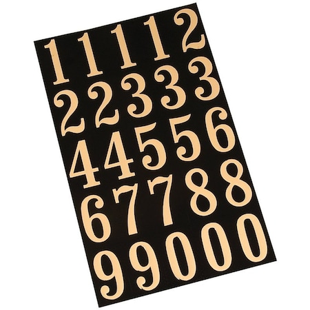 Hy-Ko Packaged Number Set, 3 in H Character, Gold Character, Black Background, Vinyl MM-5N