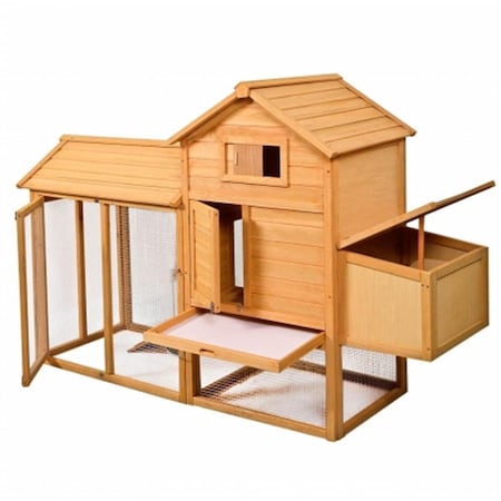 Petpurifiers 80 x 27.6 x 52.4 in. Chicken Coop Deluxe Wooden Hen House Poultry Cage Hutch PE2629079