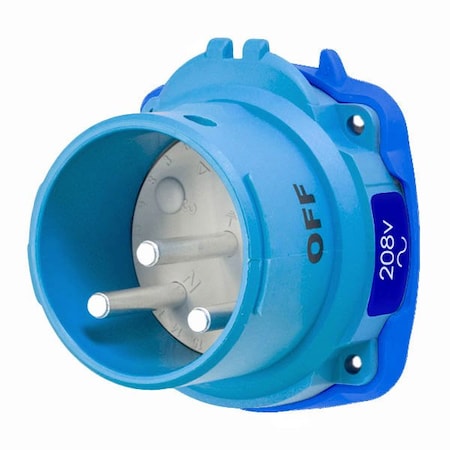Meltric DSN30 INLET POLY BLUE SIZE 2 TYPE 4X IP 69 2P+G 30 A 208 VAC 60 Hz NO AUX 63-38162