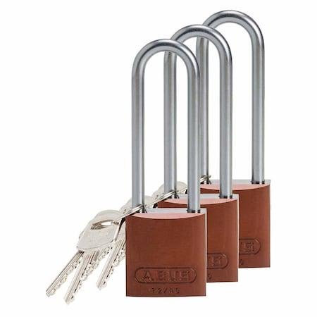 Brady Standard Key Retain Lockout Aluminum Padlock 3in Aluminum Shackle KA Brown 3PK 123308