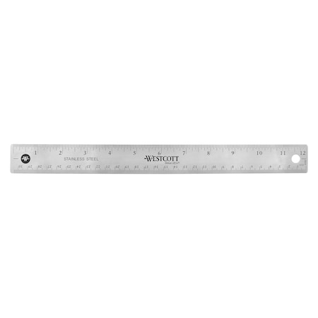Westcott 12" Stainless Steel Office Ruler With Non Slip Cork Base 10415-004