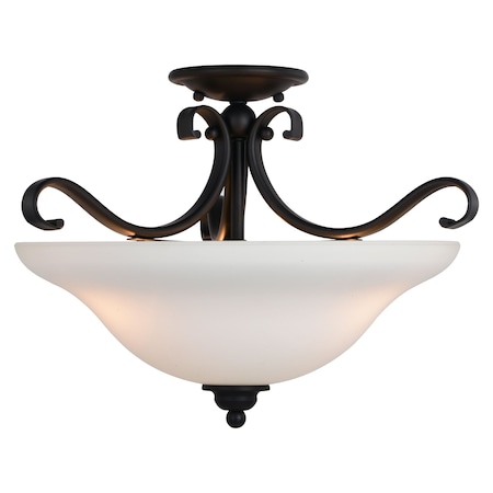 Vaxcel Monrovia 17-in W Bronze Bowl Semi Flush Mount Ceiling Light White Glass C0272