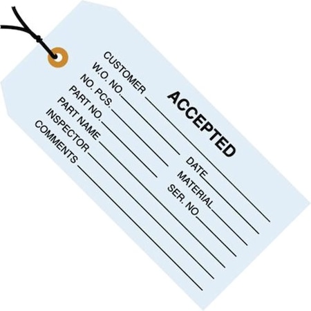 Partners Brand Tag Wired Accepted, 4-3/4"x2-3/8", PK1000, 13 Point Cardstock, 4 3/4" W, Blue, 1000 PK G20013