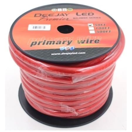 Deejay Led 0-Gauge 50 Foot Red Pure Copper Stranded Power Cable TBH050REDCOPPER