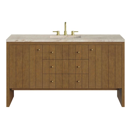 James Martin Vanities Hudson 60" Single Vanity, Honey Oak w/ 3 CM Tajnar Eclos Top w/FreePower Wireless Charger 435-V60S-HNO-FTJR