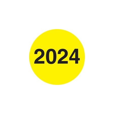 Bubblefast 3'' Circle - ''2024'' Fluorescent Yellow Year Labels BFDL6838