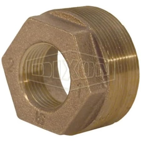 Dixon Hex Head Reducer Bushing, 2 x 1-1/4 in Nominal, MNPT x FNPT End Style, 125 lb, Brass HB2012B