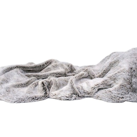 Homeroots Gray Faux Fur Ombre Plush Throw 248179