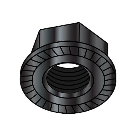 Zoro Select 6-32 Serr Hex Flange Lock Nut Blk Zinc & Bake, 5000Pk 06NRBZ