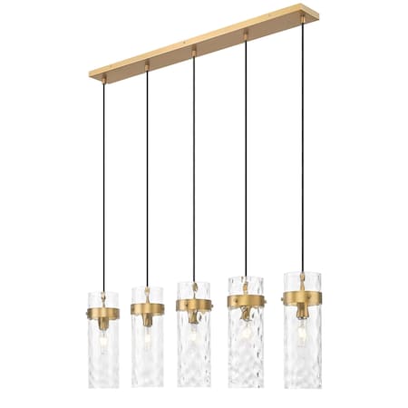 Z-Lite Fontaine 5 Light Linear Chandelier, Rubbed Brass, 44.25 In W 7002P5-5L-RB