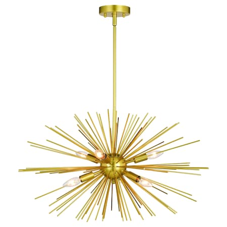 Vaxcel Nikko 6L Starburst Gold Mid-Century Modern Pendant Light P0366