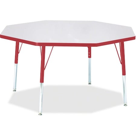 Jonti-Craft Berries Octagon Activity Table, 48 in. x 48 in., A-height, Freckled Gray/Red/Gray 6428JCA008