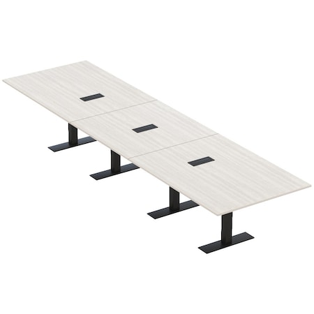 Skutchi Designs 16 Person Conference Table With Power Unit | 16' Rectangular Table | Harmony Series HAR-REC-48x192-T.BK-WA7976-EBLK