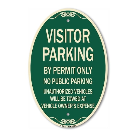 Signmission Visitor Parking By Permit Only No Public Park, 12 In X 18 In Architectural, Heavy Gauge Aluminum A-OV-G-1218-9871