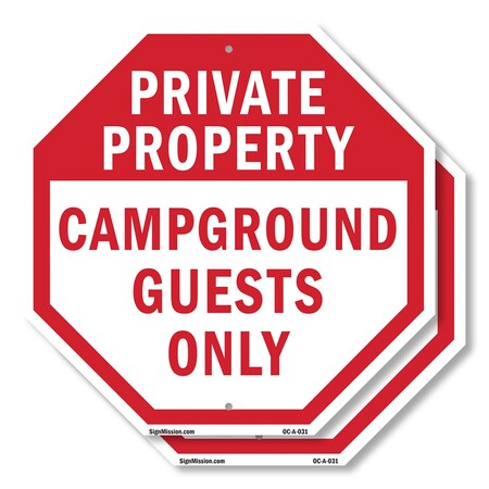 Signmission Private Property Campground Guests, 10 inch X 10 inch, Aluminum Metal Signs, 2PK OC-A-2PACK-10-31