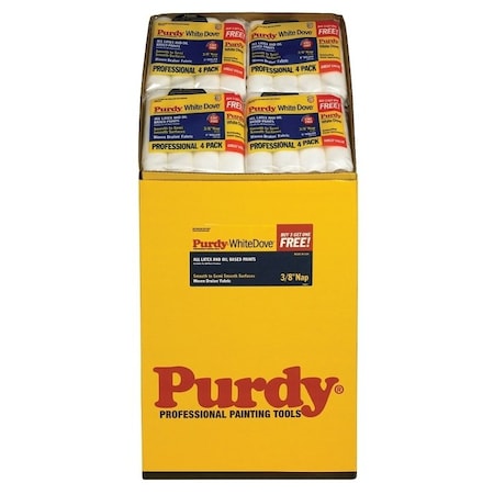 Purdy Paint Roller Cover, 3/8 in Thick Nap, 9 in L, Woven Fabric Cover, White 14B863400