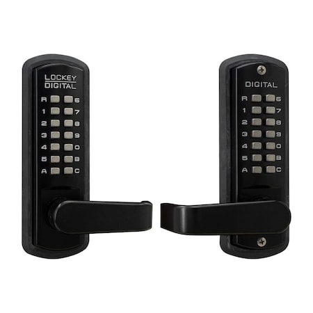 Lockey Usa Lockey Mechanical Keyless Lever Lock with Passage Function and Double Combination Jet Black Finish 3835JBMGDC