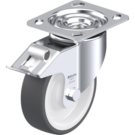 Blickle Swivel Plate Caster, PU, 5", Brake LK-POTH 125KA-14-FI