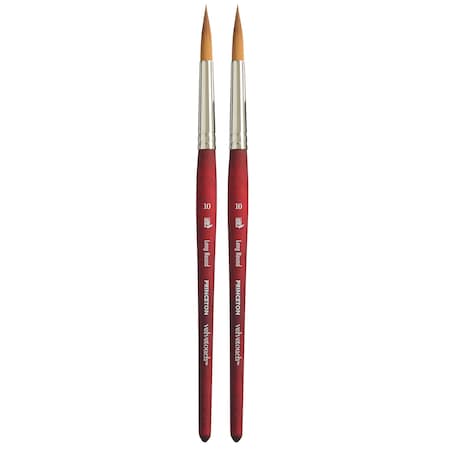 Princeton Velvetouch Long Round Brush, Synthetic Bristles, Short Handle Mixed Media Paintbrush, Size 10, 2PK P3950LR10