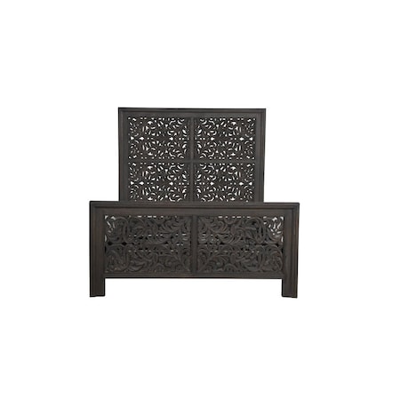 Homeroots Three Piece Black Solid Wood Bedroom Set 569572