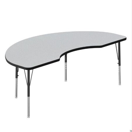 Correll Kidney HPL Activity Table, 72 in W, 36 in L, 19 in to 29 in H, Particleboard, Gray Granite A3672-KID-15
