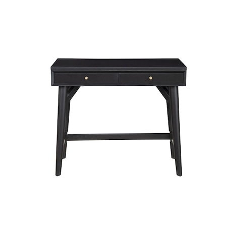 Homeroots 36" Black Solid Wood Writing Desk With Two Drawers 524096