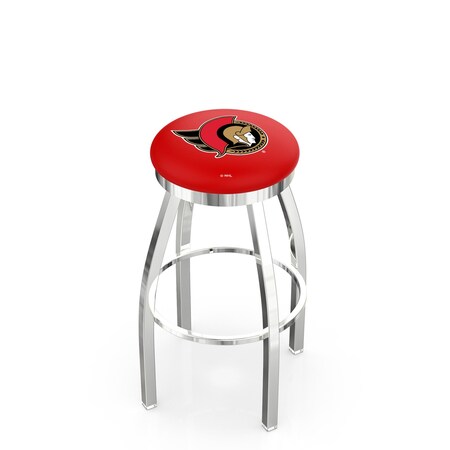 Holland Bar Stool Co 25" Chrome Ottawa Senators Swivel Bar Stool, Accent Ring L8C2C25OttSen