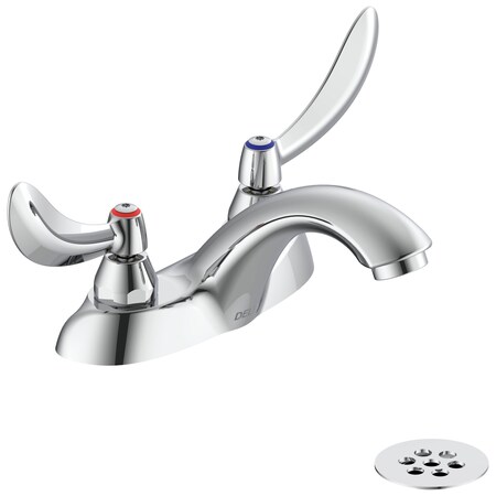 Delta Commercial 21C Two Handle Centerset Lavatory Faucet With Grid Strainer In Chrome 21C334