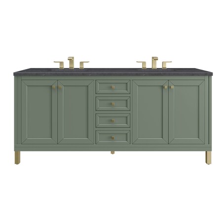 James Martin Vanities Chicago 72 in. Double Vanity, Smokey Celadon, w/ 3 CM Charcoal Soapstone Silestone Top 503-V72-SC-3CSP