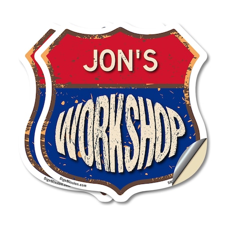 Signmission Jon's Workshop, 12 inch X 12 inch, Vinyl Decal, 2PK SHI-D-2PACK-12-489-JON