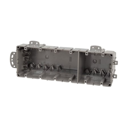Romex Southwire Multi-Mount Outlet Box, 6-Gang, 16-Knockout, 1/2 in, Polycarbonate, Gray MSBMMT6G