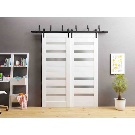 Sartodoors Sliding Closet Barn Bypass Doors White Solid Core Modern Interior QUADRO4266BBB-WS-36