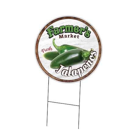 Signmission Farmers Market Jalapenos Double Sided Corrugated Plastic Circle Yard Sign, C-24-CIR-DS-WS- Jalapenos C-24-CIR-DS-WS- Jalapenos