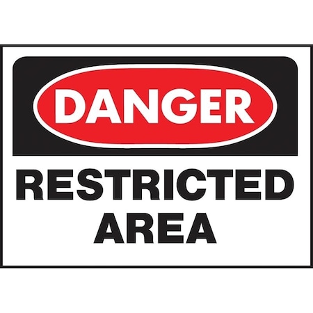 Hy-Ko Danger Sign, Rectangular, RESTRICTED AREA, Black Legend, White Background, Polyethylene 501