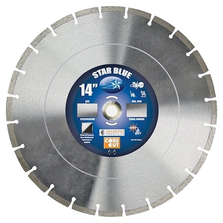 Diamond Products DIAMOND PRODUCTS 14355 Circular Saw Blade, 14 in Dia, Diamond Cutting Edge, 1 in Arbor, Aluminum 14355