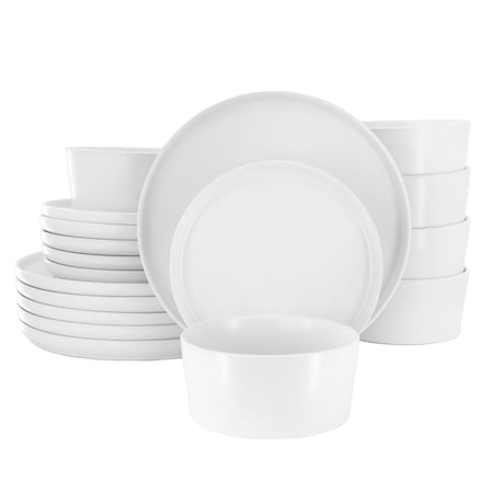 Elama Josh 18 Piece Stoneware Dinnerware Set in Matte White 750123182M
