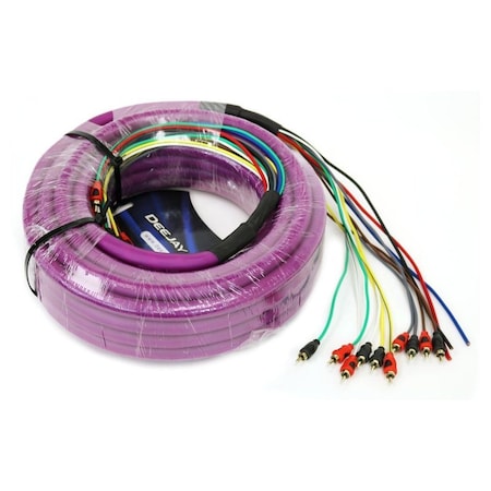 Deejay Led 52-Foot Multi-Amp Accessory Cable 10 RCA Shielded Cables Plus Three Power PURPLE OUTER JACKET TBHMED52PURPLE