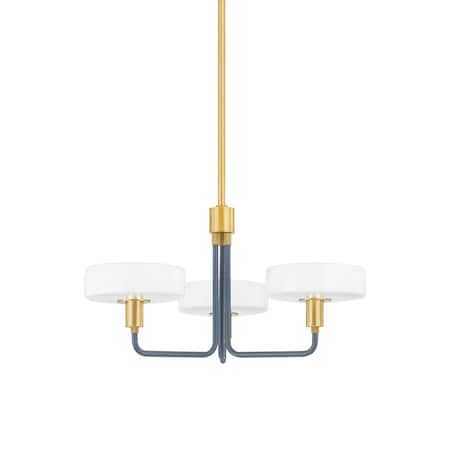 Mitzi Zoe Feldman X Aston 3 Light Chandelier 20 In. Aged Brass/Slate Blue H886803-AGB/SBL