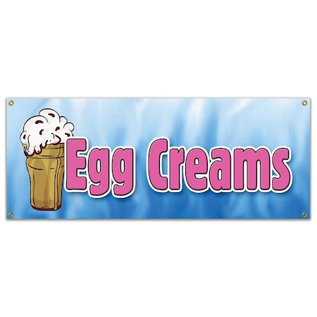 Signmission EGG CREAMS BANNER SIGN brooklyn style black and white chocolate soda fountain B-Egg Creams