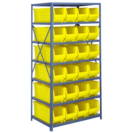 Quantum Storage Systems WIRE SHELVING UNIT W/24 YELLOW BINS 2475-951YL